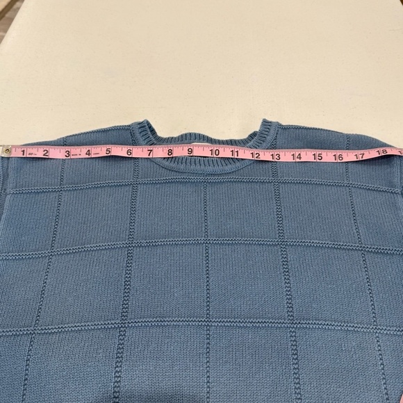 IZOD Cable Knit Sweater Blue Cotton Crew Neck Long Sleeves Men’s Size Large - Picture 3 of 12